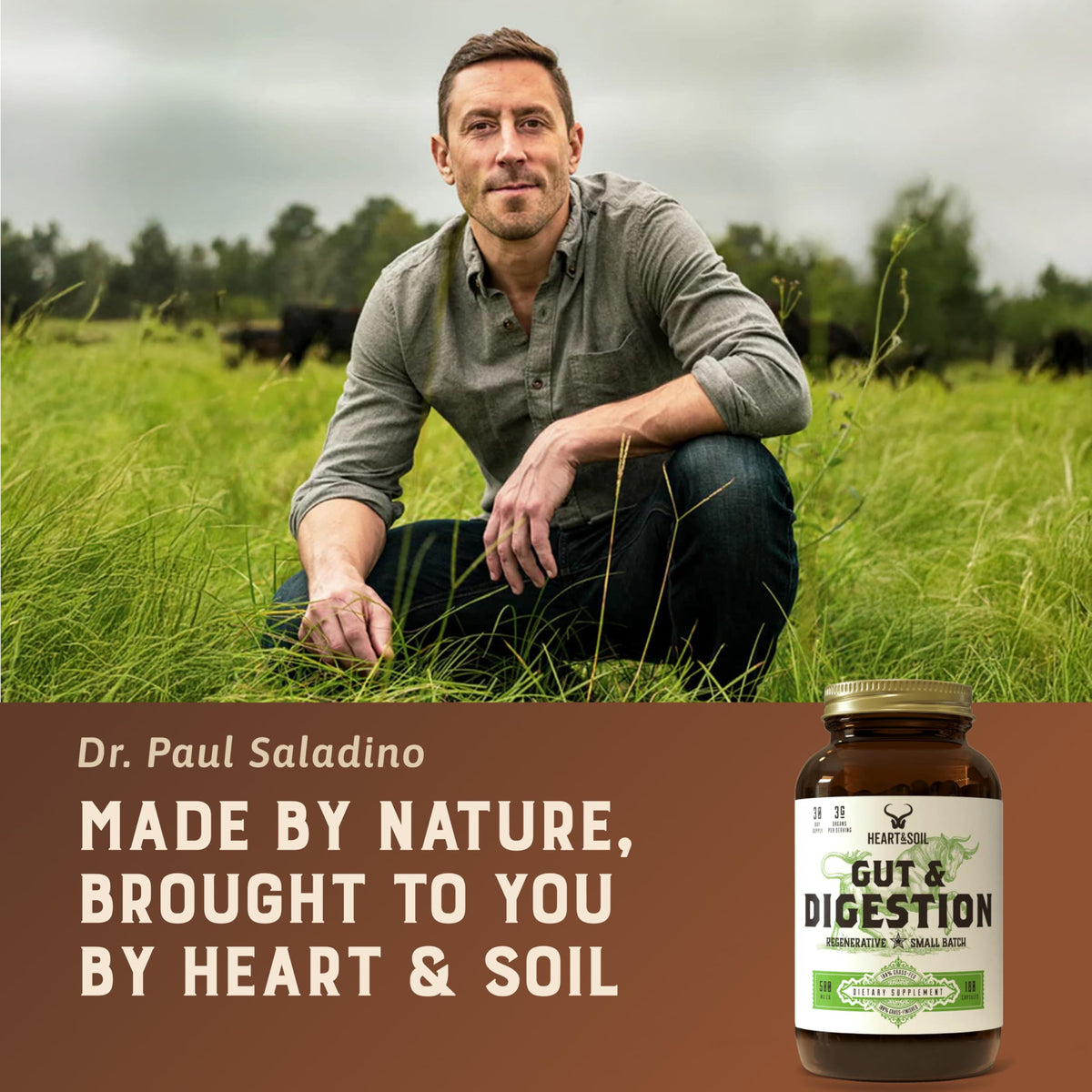 HEART & SOIL Complément Alimentaire 180 Capsules sur fond neutre
