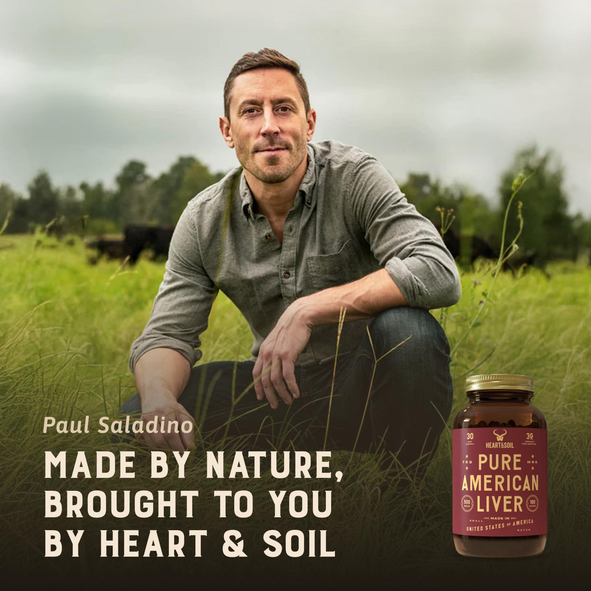 HEART & SOIL Complément Alimentaire Foie de Boeuf Américain 3000mg - Boîte