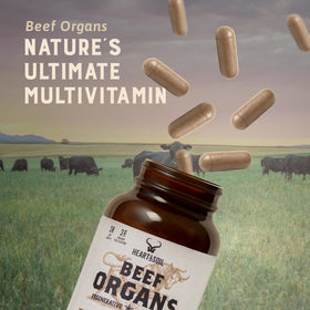 HEART & SOIL Complément Alimentaire Organes de Bœuf 180 Capsules en gros plan