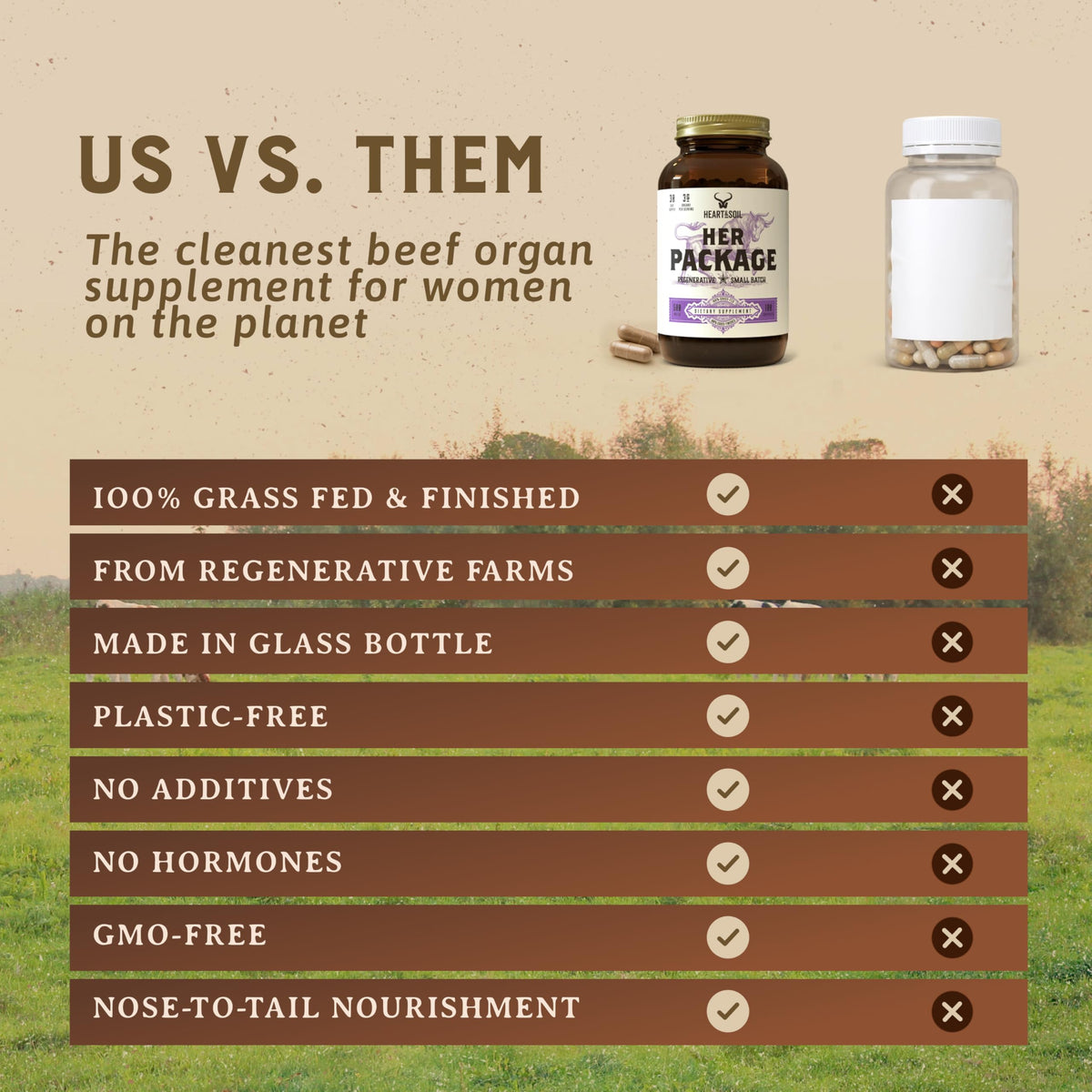 HEART & SOIL Her Package complément alimentaire 180 capsules avec un verre d'eau