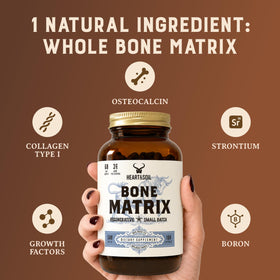 HEART & SOIL Matrice Osseuse Alimentaire 180 Capsules sur une table