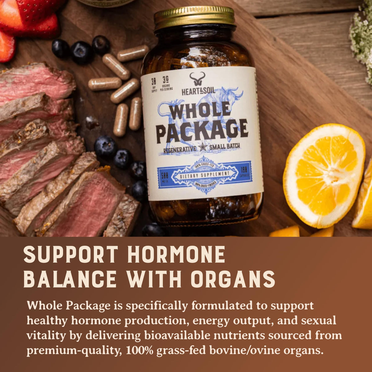 HEART & SOIL Whole Package 180 Capsules ouvertes avec capsules visibles