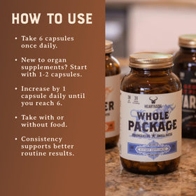 HEART & SOIL Whole Package 180 Capsules sur une table