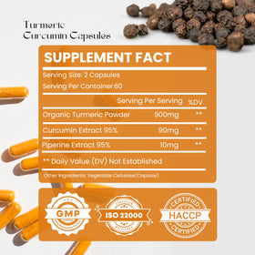 Hebhac Herbs boîte de capsules de curcuma curcumin bio vue de face