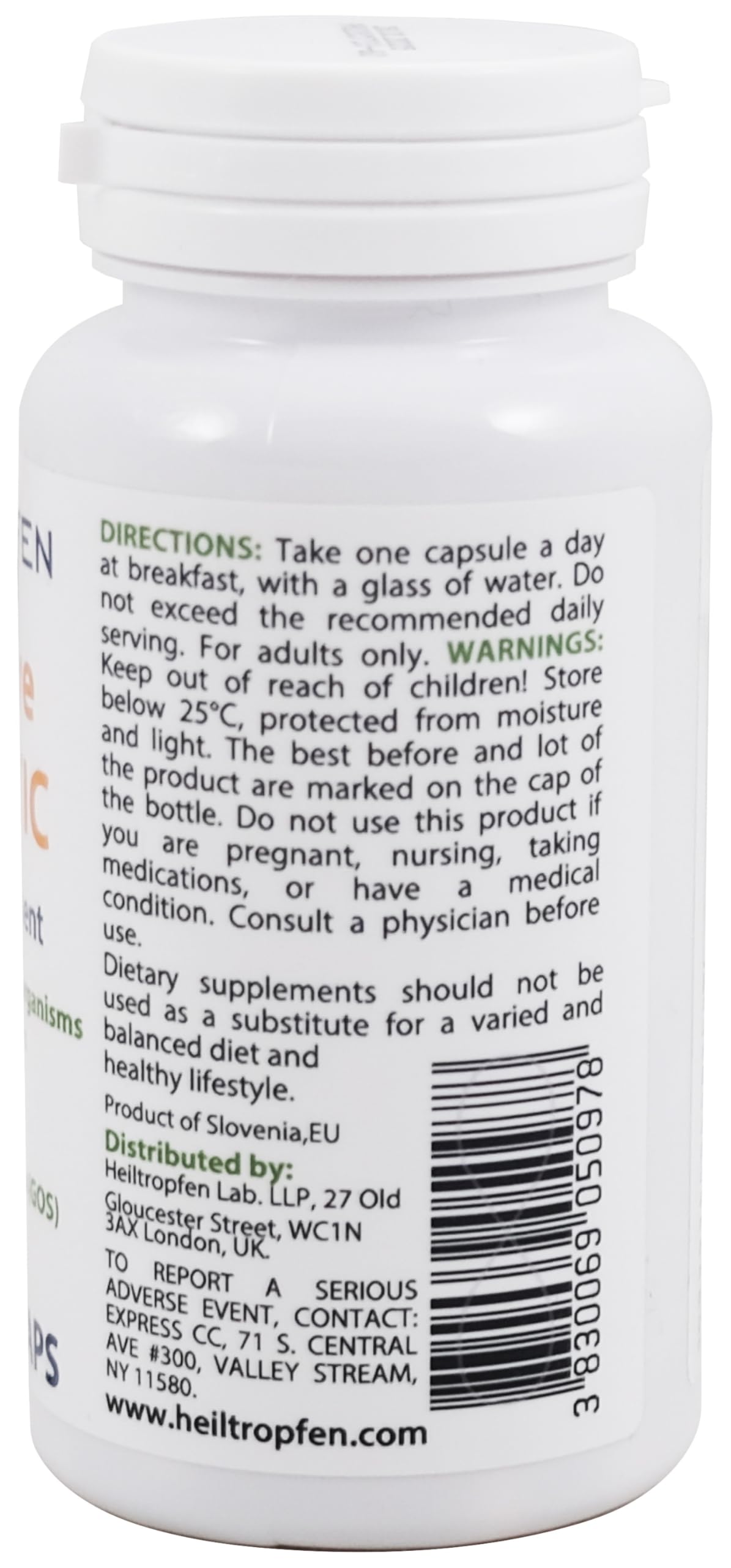 Heiltropfen Complément Alimentaire Probiotique 60 Capsules sur fond blanc
