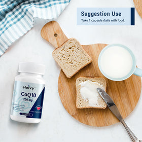 Heivy CoQ10 200mg avec des accessoires de fitness