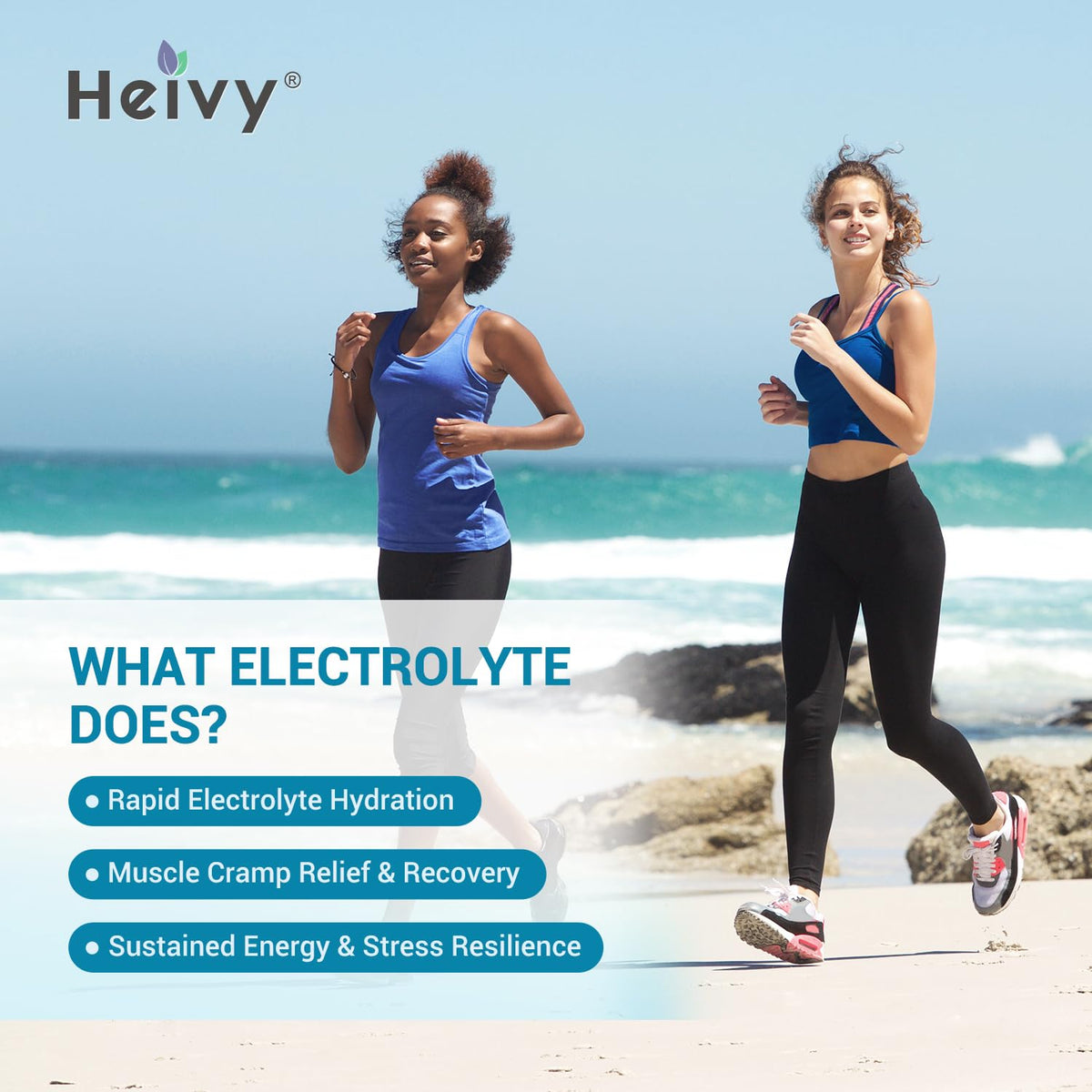 Heivy Électrolytes 8-en-1 avec ingrédients listés
