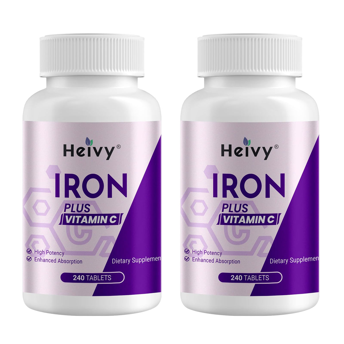 Heivy Fer 325mg avec Vitamine C - Bouteille avant