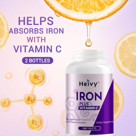 Heivy Fer 325mg avec Vitamine C - Comprimés en gros plan