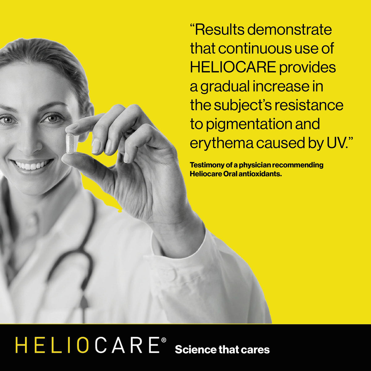 Heliocare capsules sur une table avec un environnement naturel
