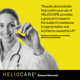 Heliocare capsules sur une table avec un environnement naturel