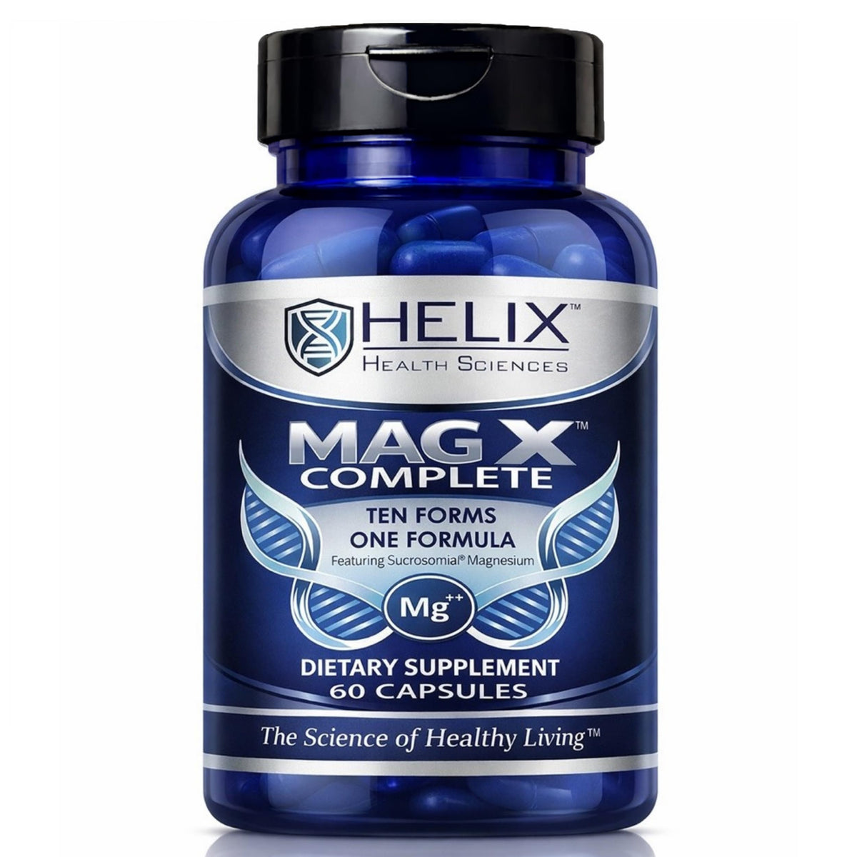 Helix Health Sciences complexe de magnésium 10-en-1 500mg, vue avant de l'emballage