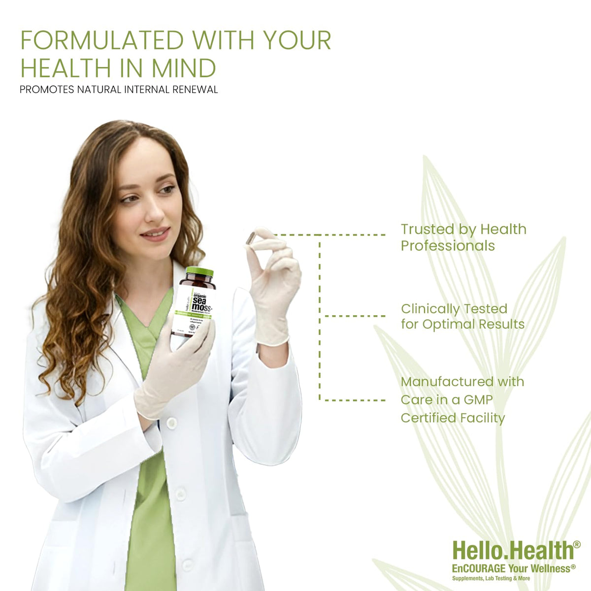 HELLO HEALTH Capsules de Mousse de Mer Irlandais 1500 mg, capsules ouvertes