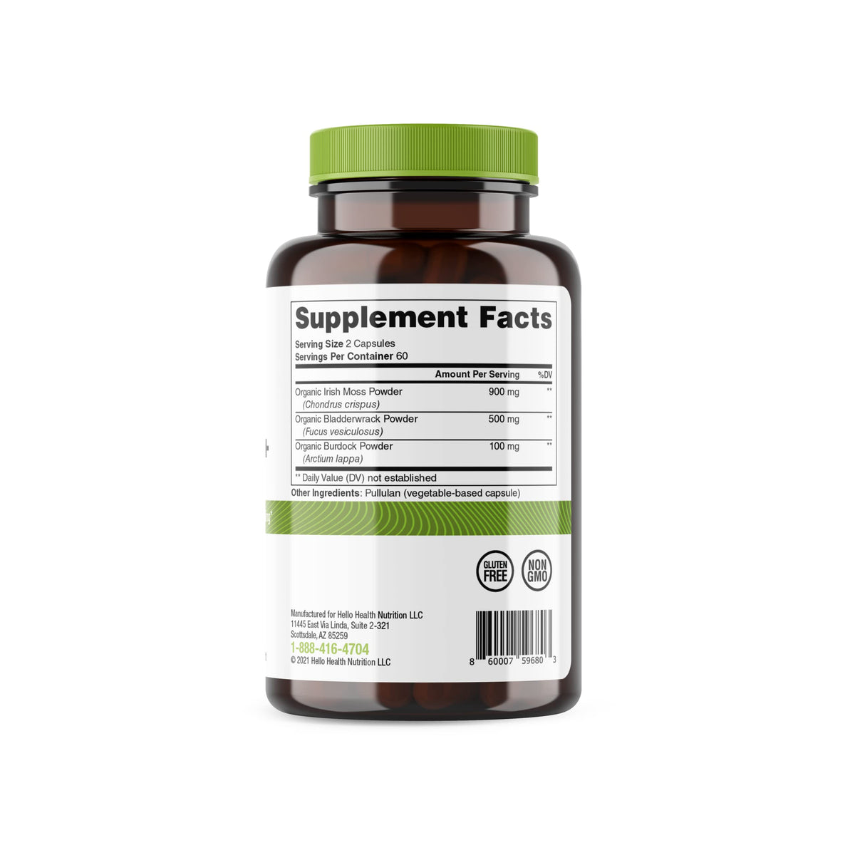 HELLO HEALTH Capsules de Mousse de Mer Irlandais 1500 mg, en contexte naturel