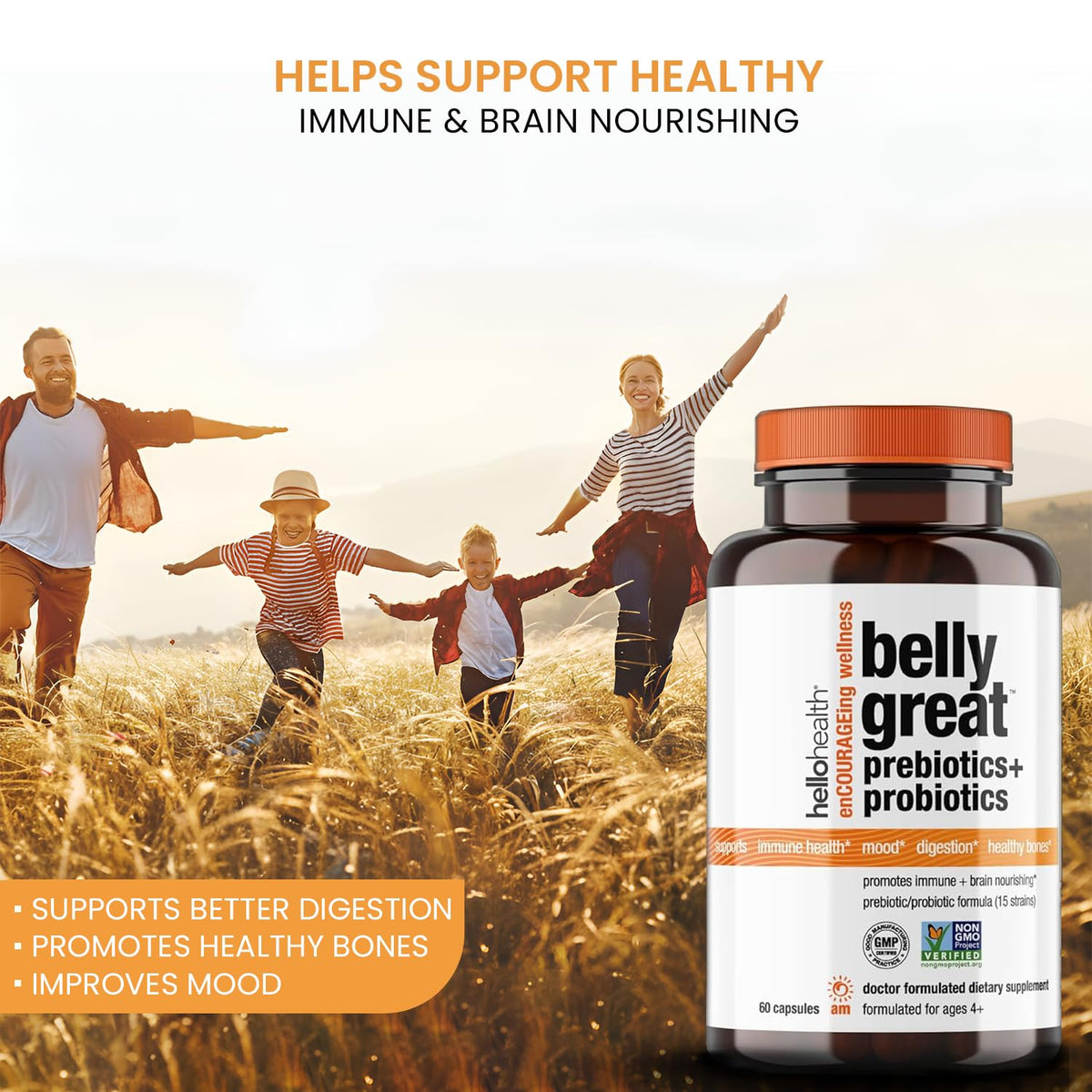 HELLO HEALTH Complément Probiotique - étiquette du flacon