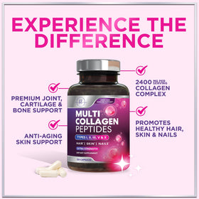 Hello Lovely! Multi Collagen Peptides 120 capsules ouvertes