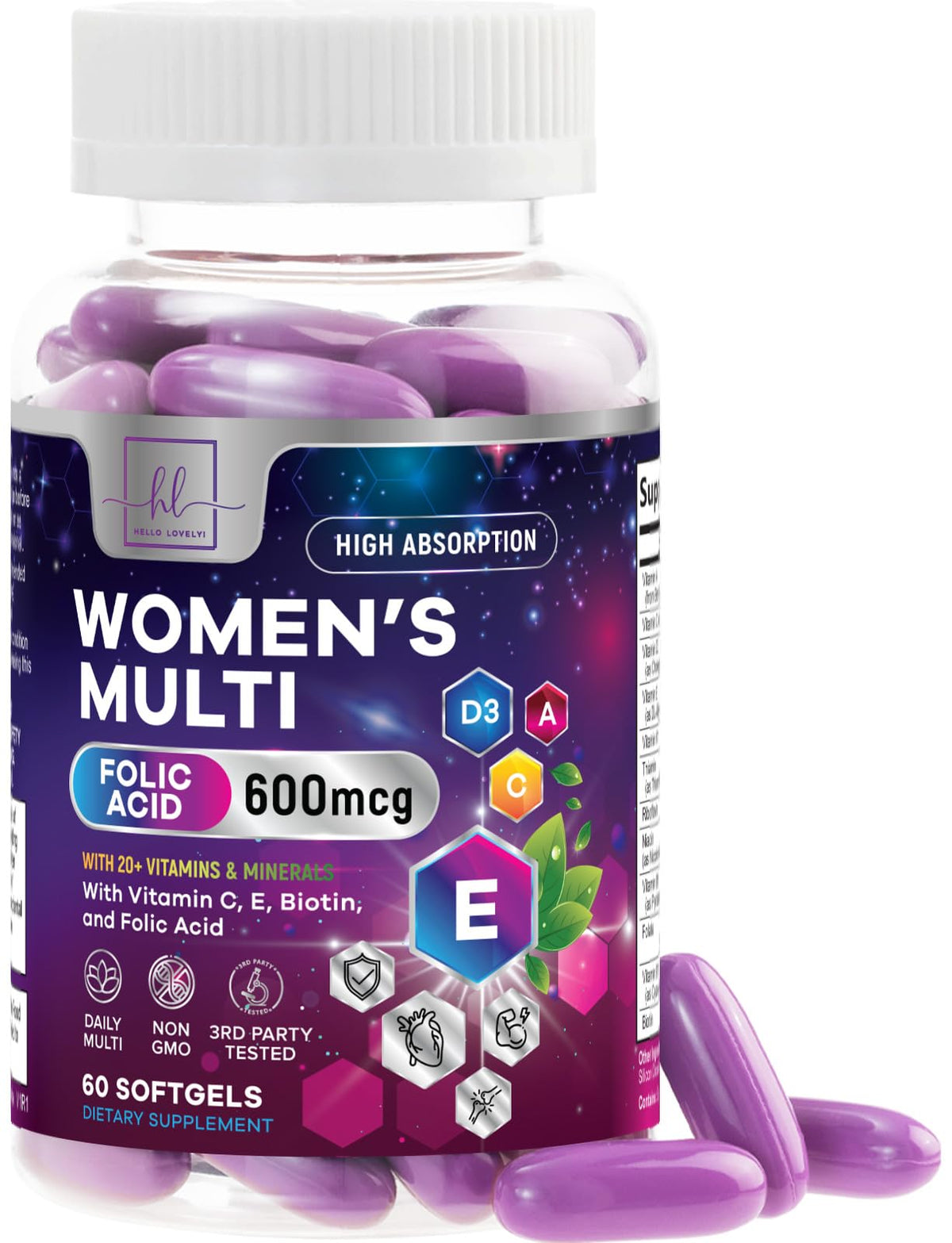 Hello Lovely! Multivitamines Complètes pour Femmes 60 Capsules - vue de face