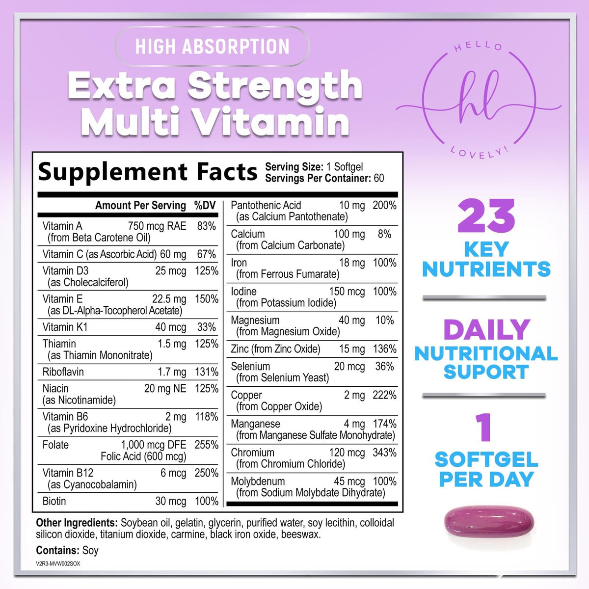 Hello Lovely! Multivitamines Complètes pour Femmes - emballage