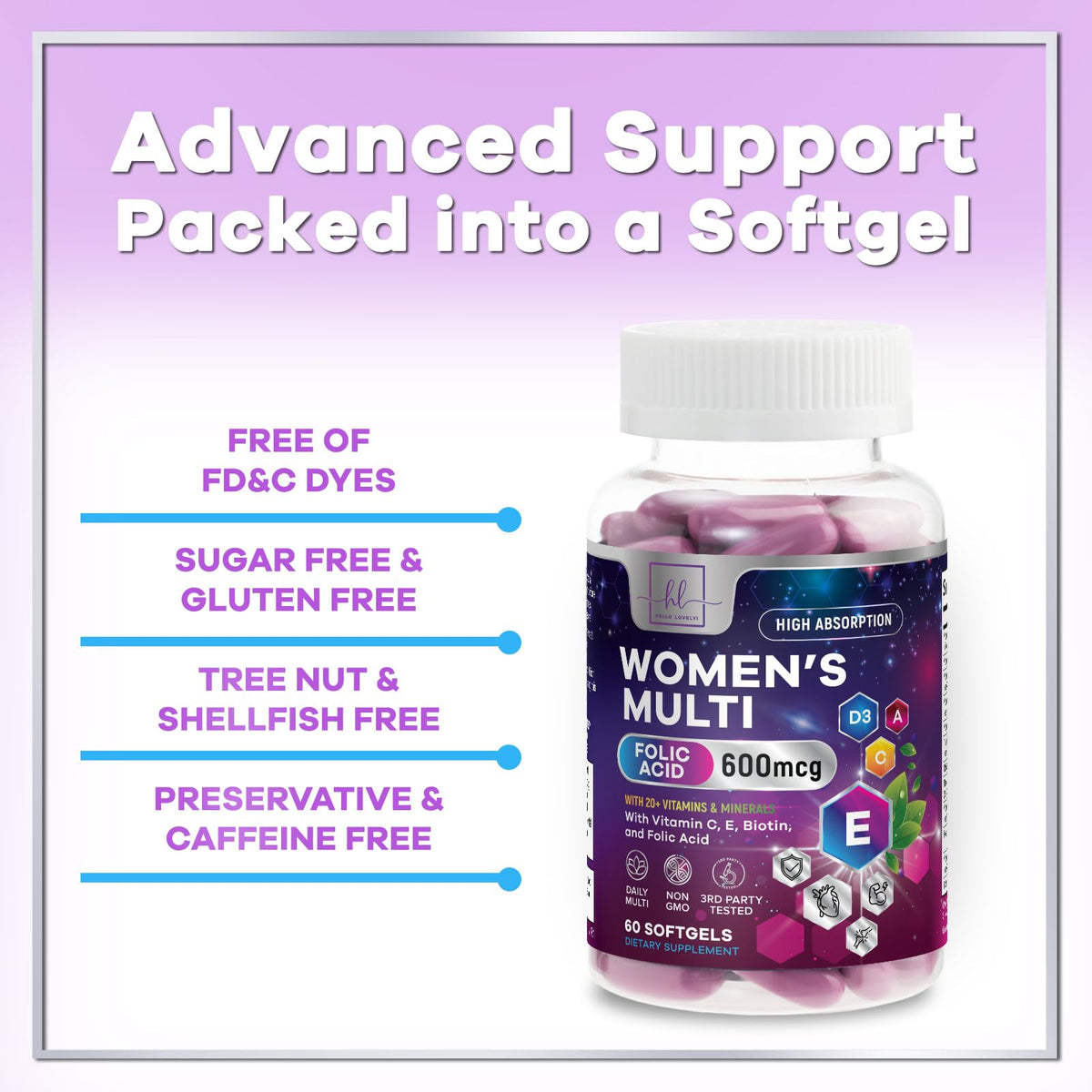 Hello Lovely! Multivitamines Complètes pour Femmes - prise quotidienne