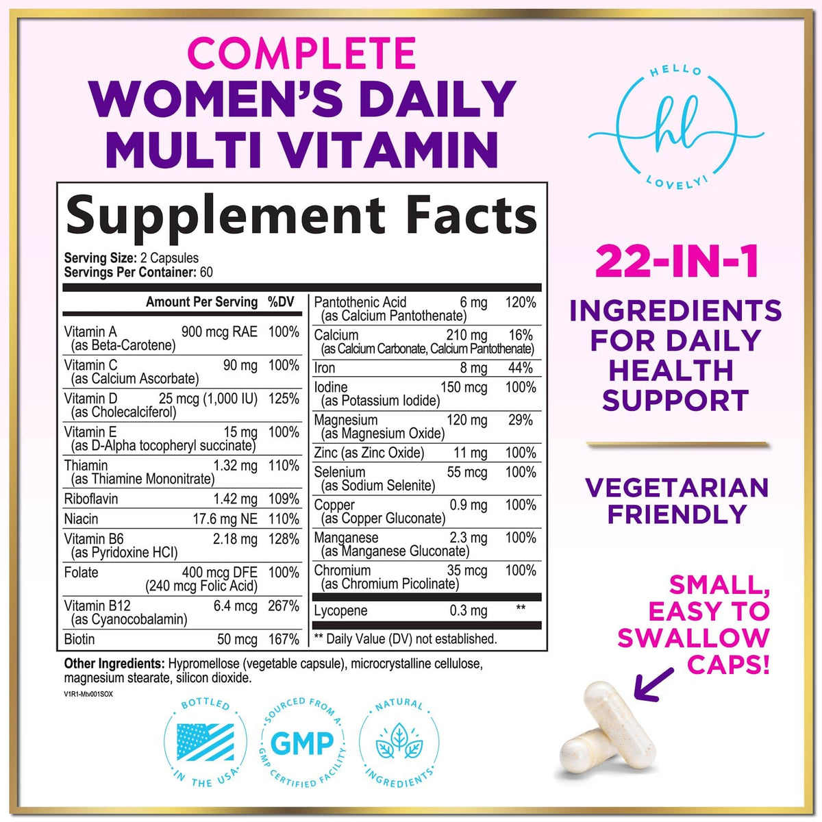Hello Lovely! Multivitamines Femmes 3X Force 120 Capsules arrière