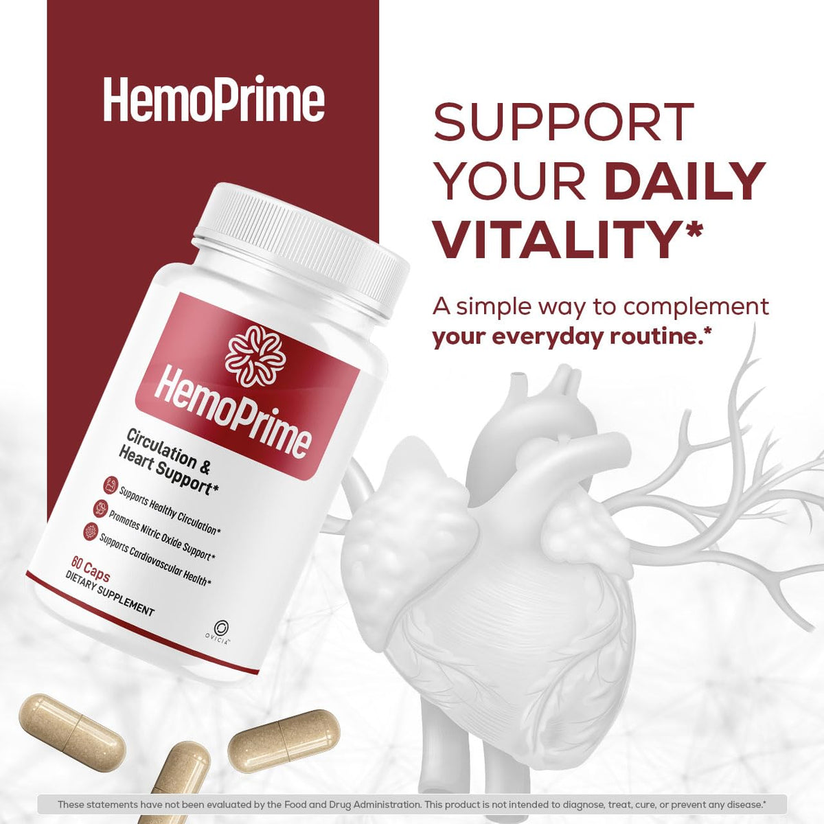 HemoPrime Capsules d'OVICIA flacon ouvert montrant les capsules