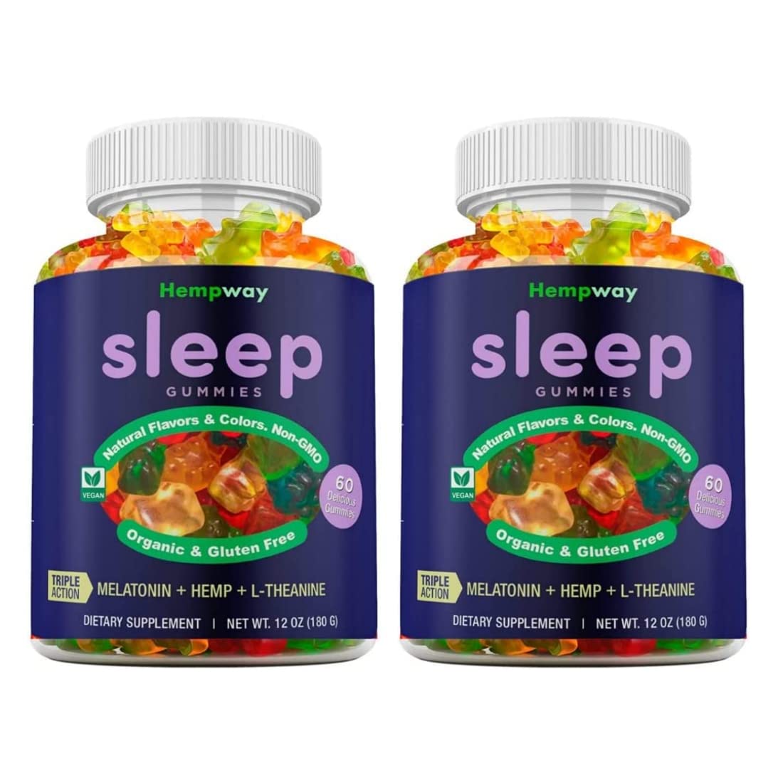 HEMPWAY Gummies de Sommeil, paquet de 2 sachets de 431g
