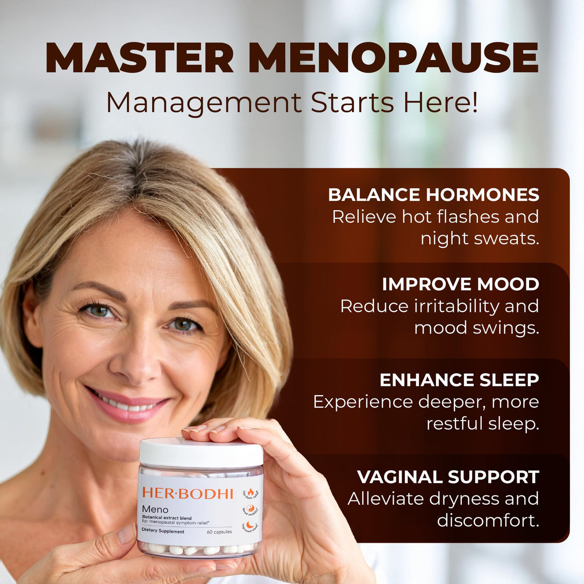 Her Bodhi Meno capsules sur une table