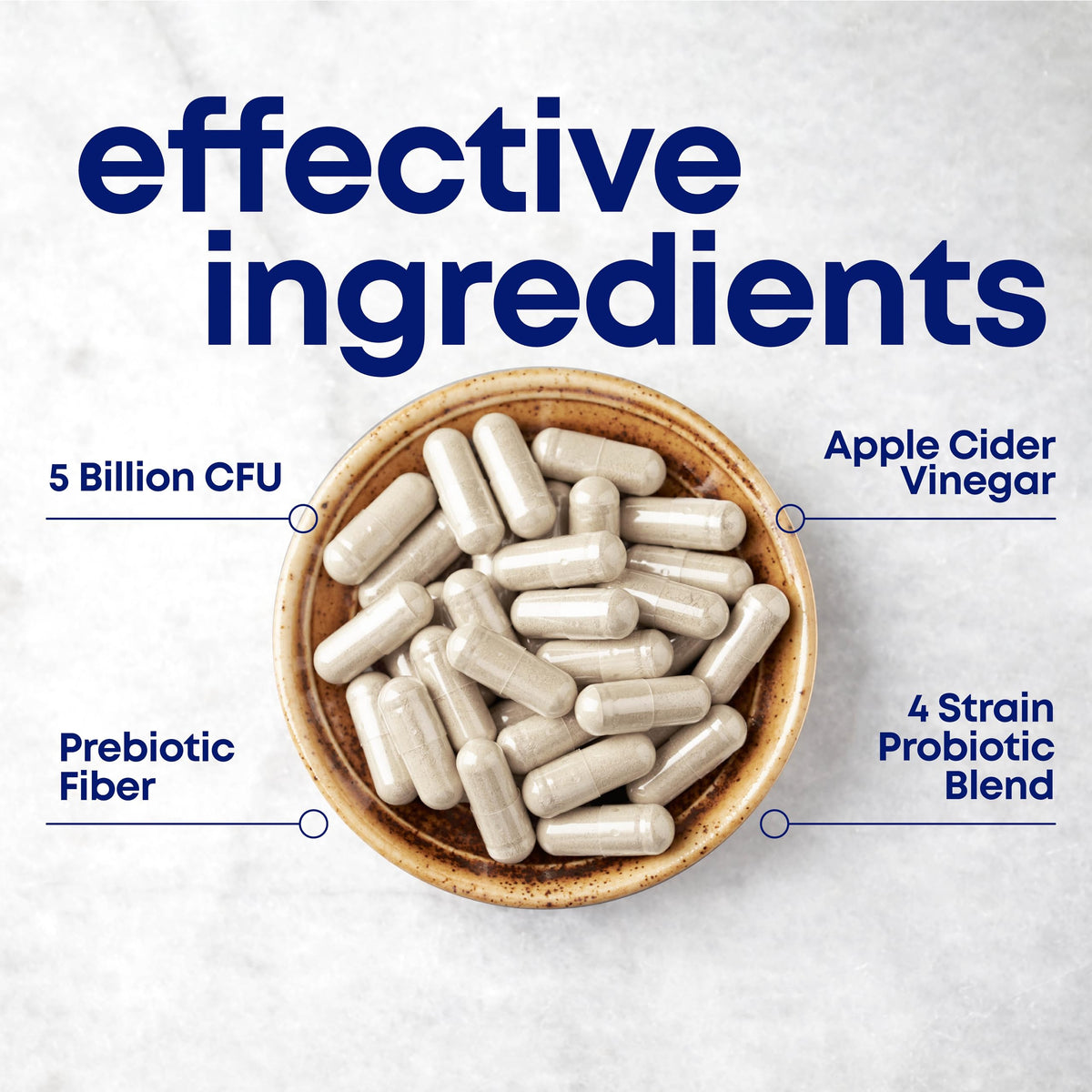 her own Probiotiques pour Femmes capsules ouvertes sur une table