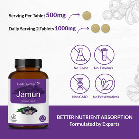 Herb Essential Jamun 500mg comprimés avec étiquette
