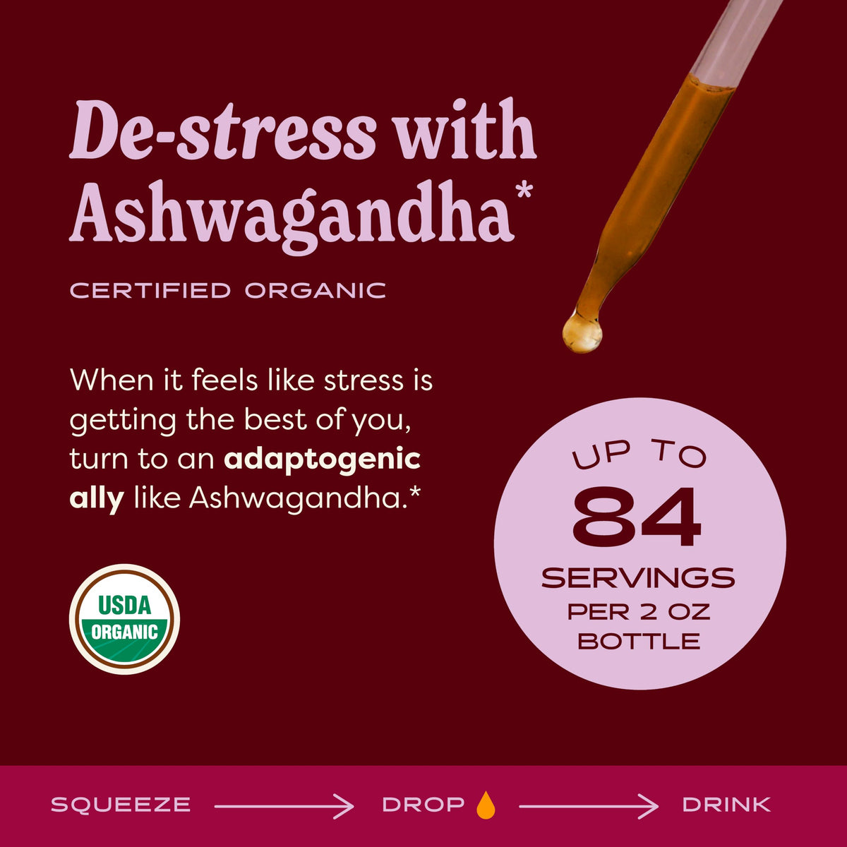 Herb Pharm Ashwagandha glycerite bio 2 oz affichant l'étiquette