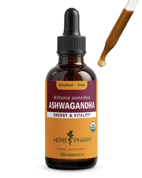 Herb Pharm Ashwagandha glycerite bio 2 oz vue avant avec bouchon