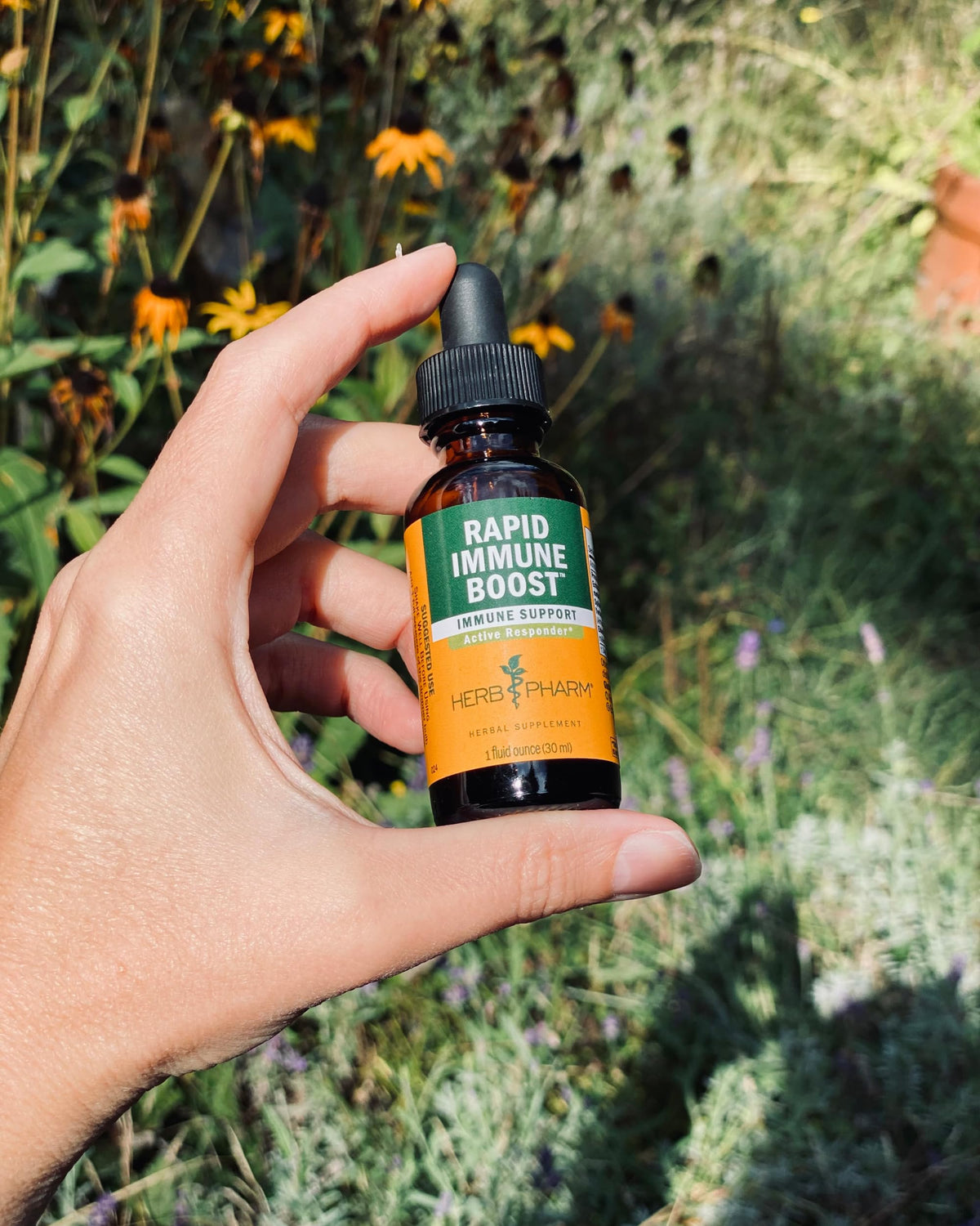 Herb Pharm Complément Alimentaire Echinacée sur table en bois