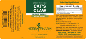 Herb Pharm Extrait de Griffe de Chat 4 oz étiquette détaillée
