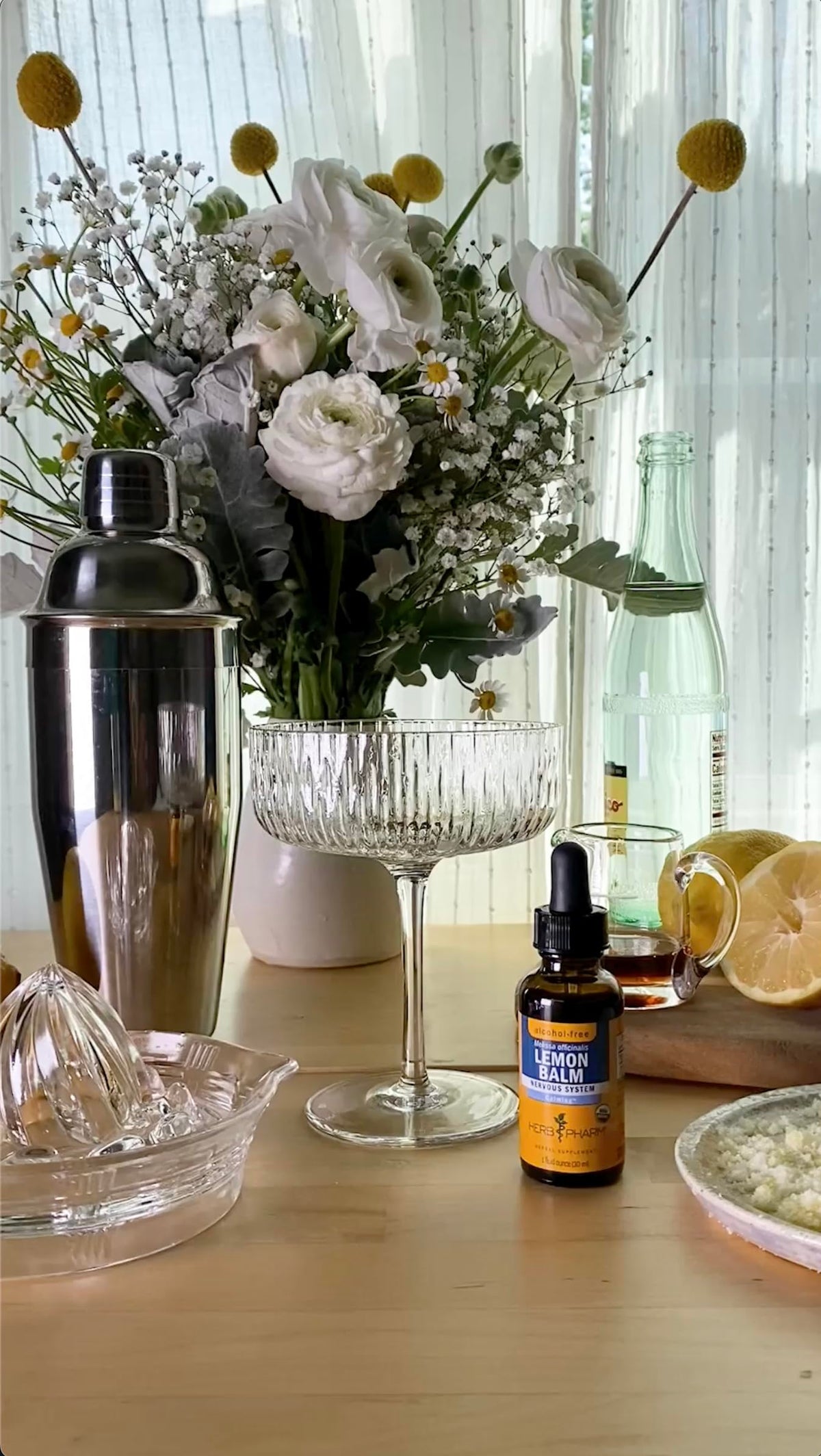 Herb Pharm Extrait de Mélisse Bio avec ingrédients naturels en arrière-plan