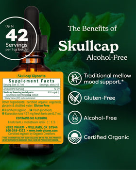 Herb Pharm Extrait de Skullcap - Détails de l'étiquette