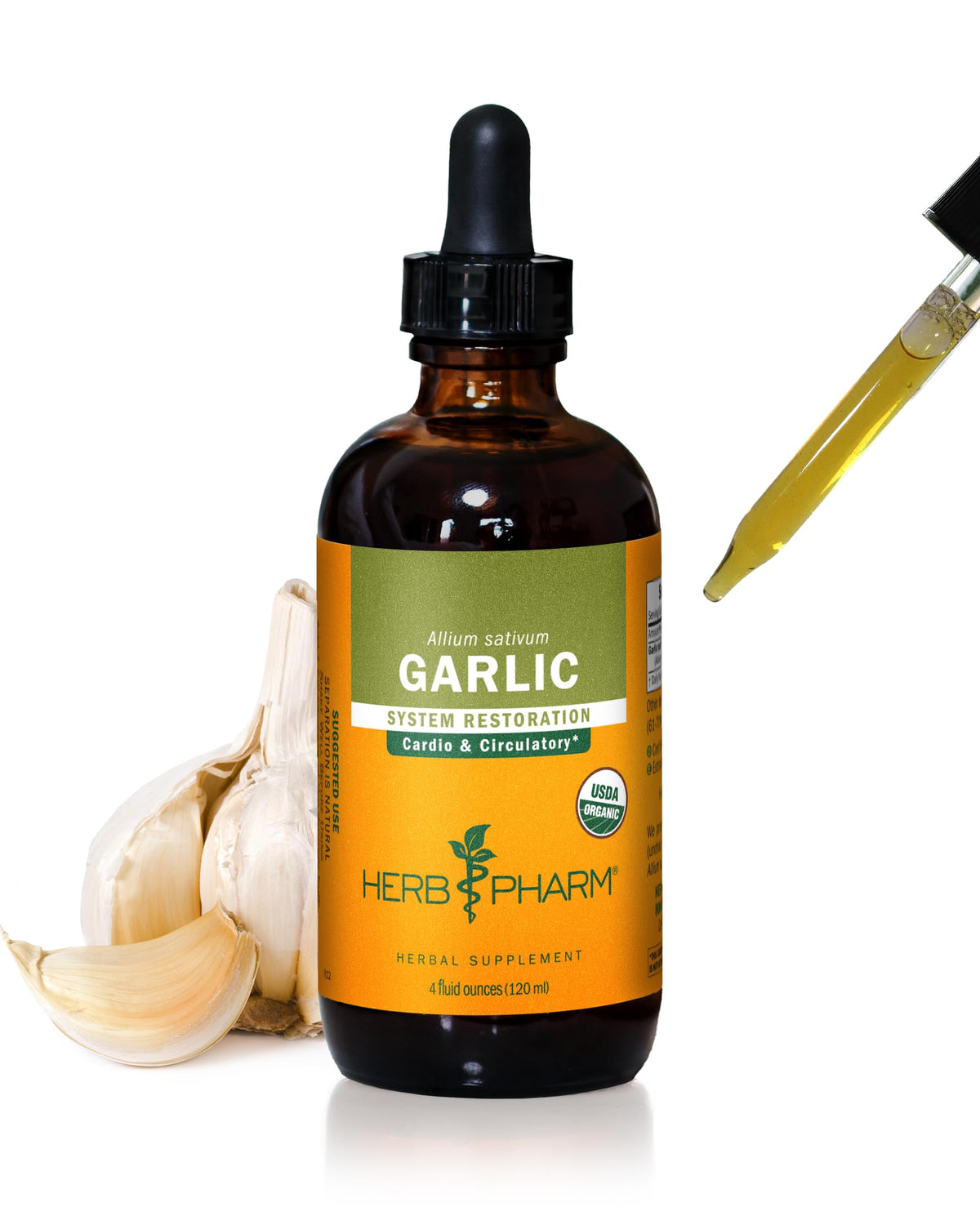 Herb Pharm Extrait Liquide Ail Bio 118 ml vue avant avec étiquette