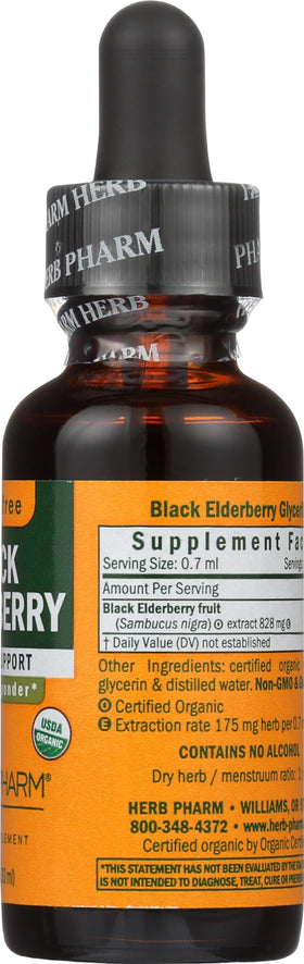 Herb Pharm Glycerite de Baies de Sureau Bio 1 FZ sur table