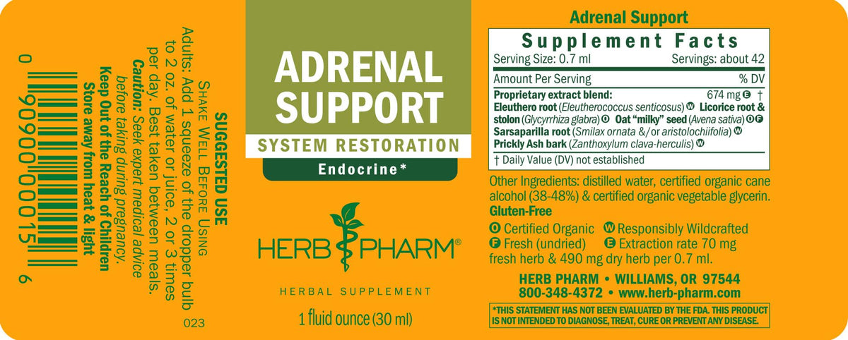 Herb Pharm Soin Surrénalien avec des herbes fraîches en arrière-plan