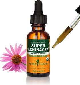 Herb Pharm Super Echinacea extrait liquide 30 ml vue avant avec étiquette bio