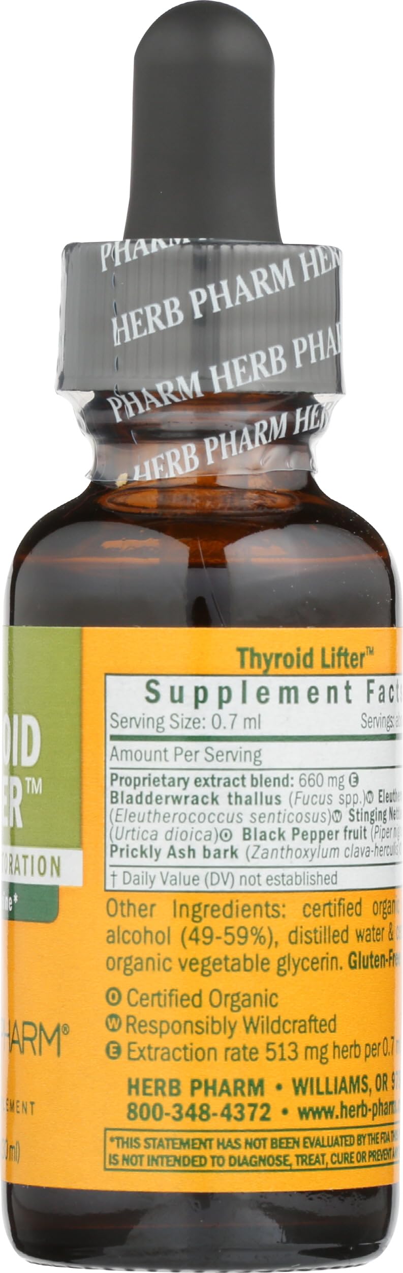 Herb Pharm Thyroid Lifter 100g flacon avec plantes en arrière-plan