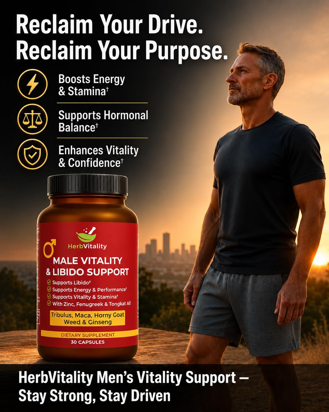 Herb Vitality Formule de Vitalité Masculine 30 Capsules vue de dos