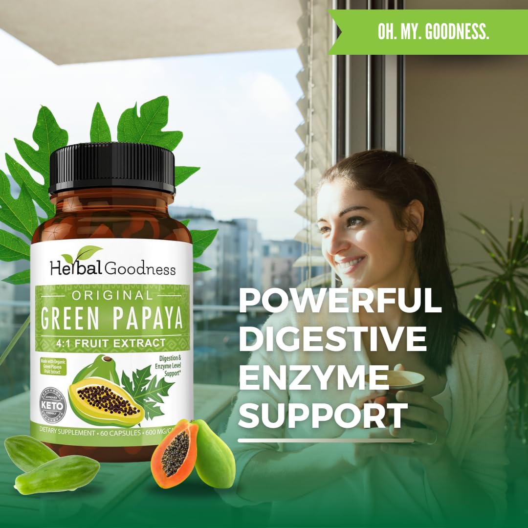 Herbal Goodness Extrait de Papaye Verte 60 Capsules Bio côté