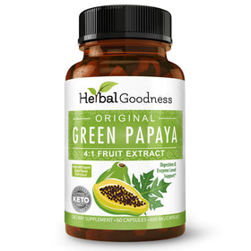 Herbal Goodness Extrait de Papaye Verte 60 Capsules Bio vue de face