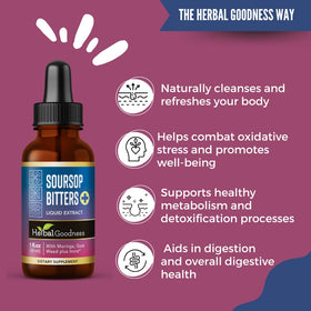 Herbal Goodness Soursop Bitters 30 ml sur un plan de travail