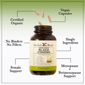 Herbal Roots capsules de racine de cimicifuga bio - détail des capsules végétales