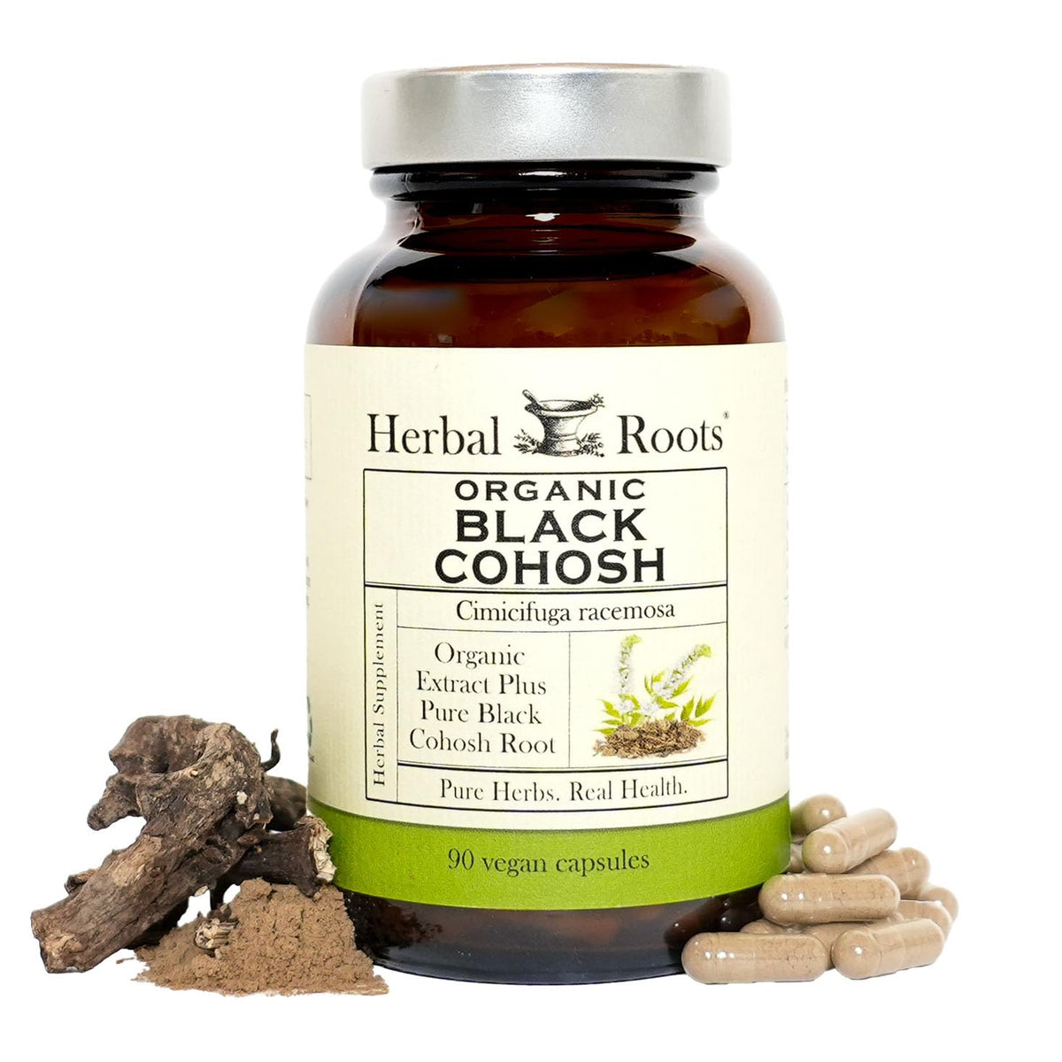 Herbal Roots capsules de racine de cimicifuga bio - vue de l'emballage avant