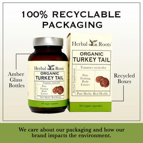 Herbal Roots Complément Alimentaire Champignon Turkey Tail 60 Capsules sur une table