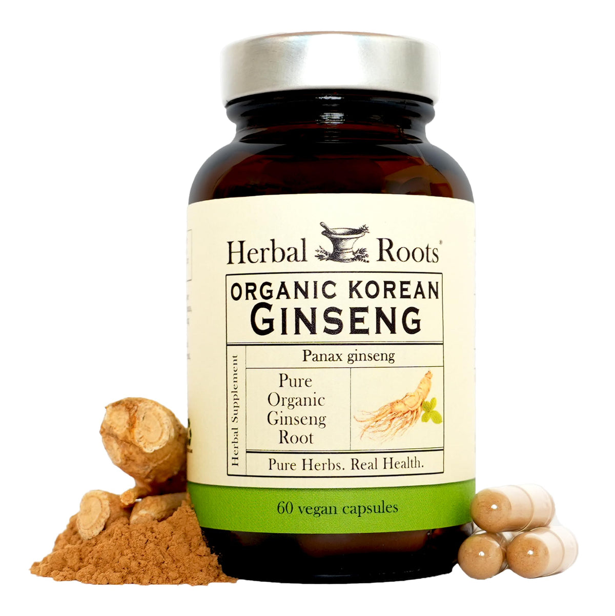 Herbal Roots Ginseng Coréen 1000mg capsules front view