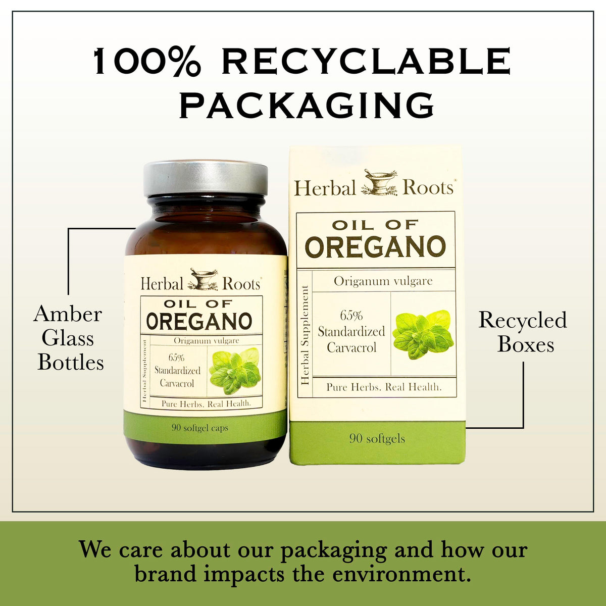 Herbal Roots Huile d'Origan Gélules avec un verre d'eau