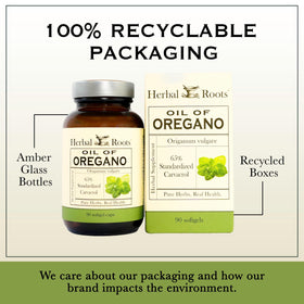 Herbal Roots Huile d'Origan Gélules avec un verre d'eau